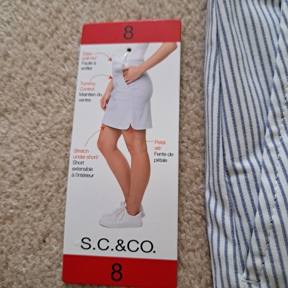 ❤️ S.C.& Co Pull On Skort Blue White Striped Stretch Skirt Women's Various Sizes - Picture 9 of 14